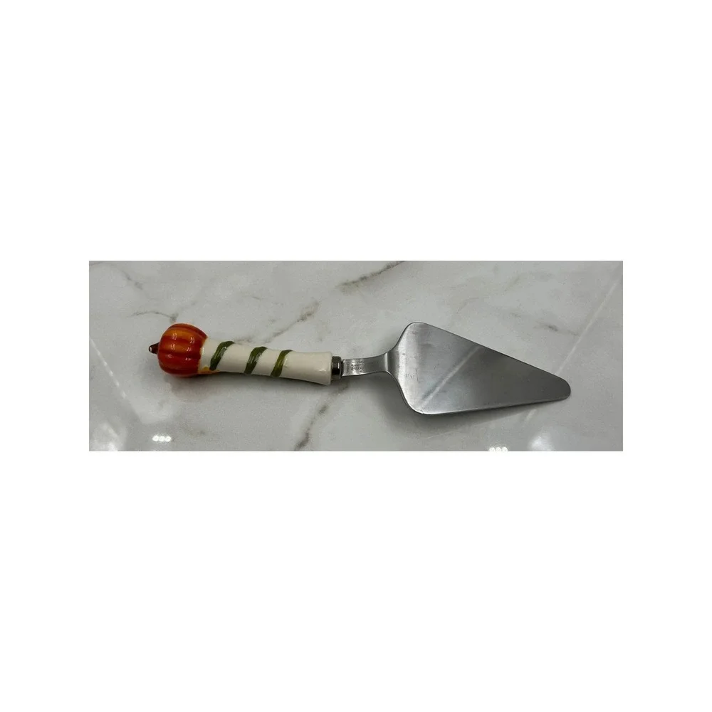 Temp-tations by Tara Pumpkin Harvest Pie Server Stainless Steel Ceramic Handle